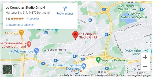 Google Maps Anfahrt CC-Computer, Dortmund